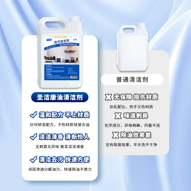 圣洁康 油烟机清洗剂2.5L大桶 厨房泡沫去重油污净神器强力清洁剂 油污清洁2.5L*1桶