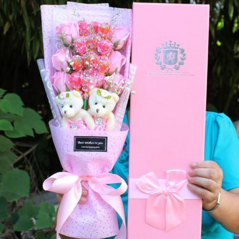 食芳溢真知棒棒棒糖公仔卡通花束糖果礼盒送女友生日毕业七夕情人节