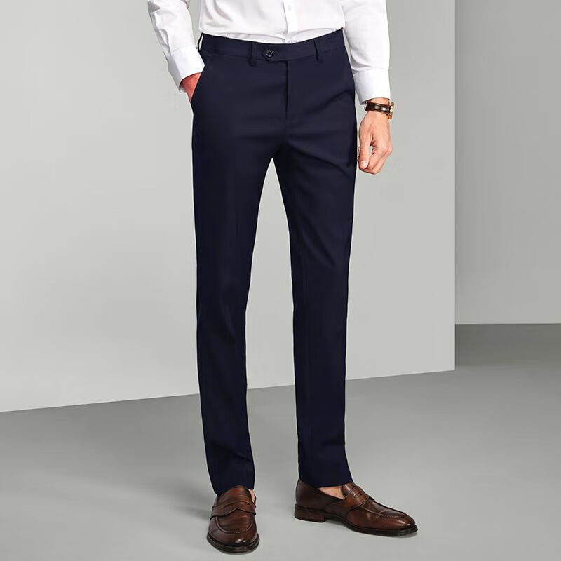 裤西服裤垂感春夏蓝黑色职业男裤装子 春夏款黑色长裤 27码725cm裤腰