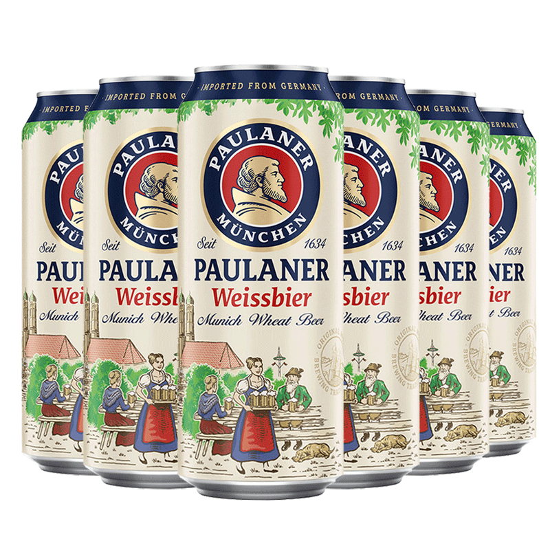 保拉納（Paulaner）德國原裝進(jìn)口啤酒保拉納啤酒小麥精釀啤酒柏龍白啤黑啤整箱瓶裝 柏龍白啤500mL6罐