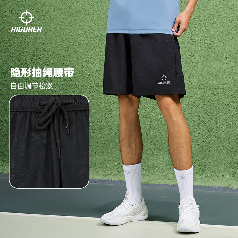 准者运动装男夏季短裤T恤短袖背心运动裤跑步休闲宽松运动服 Z119111504/纯正黑 XL