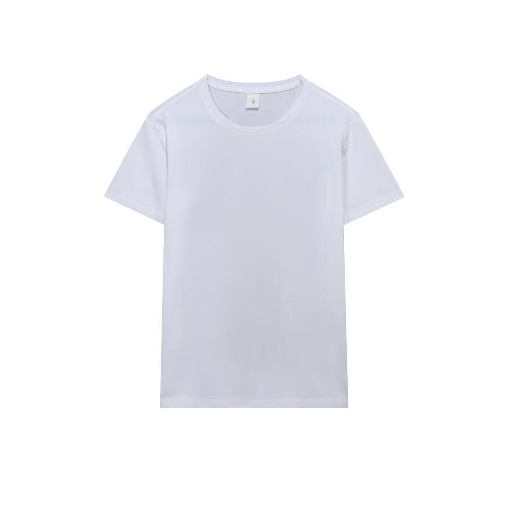 衣图纳0缩水220g重磅40支双纱洗水精梳纯棉短袖t恤男女宽松圆领白色