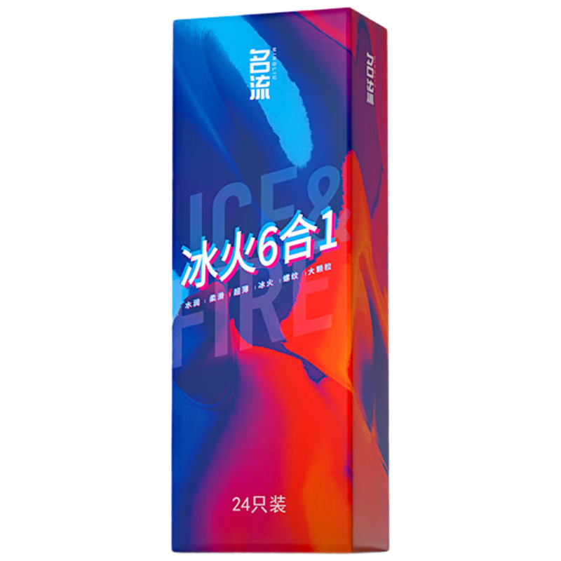 名流避孕套冰火六合一大顆粒超薄安全套24只男女中號凸點(diǎn)螺紋成人用品