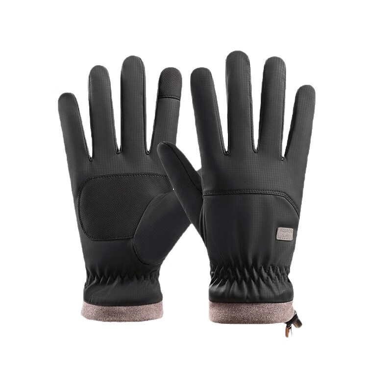 骑行手套男冬季保暖加绒加厚防风防水触屏摩托车户外骑车手套 肤感-蓝色 均码