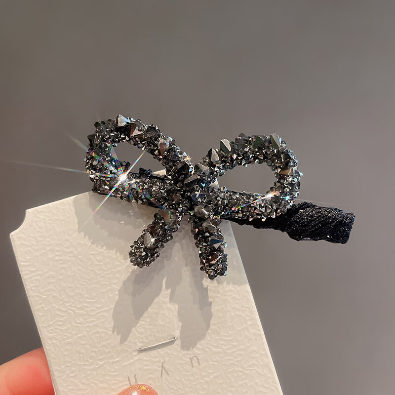 葵螂鳕水钻黑色蝴蝶结夹子头饰发夹边夹碎发刘海夹鸭嘴夹韩国女 枪