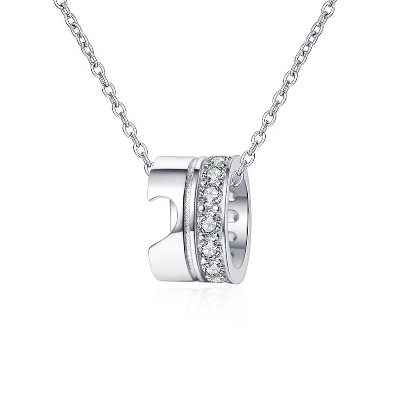 s925创意转运环情侣项链一对冷淡风圆圈锁骨链男女项饰 女款 925银