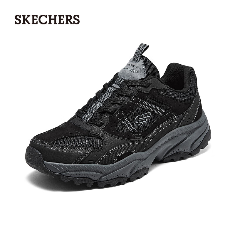 斯凯奇（Skechers）男款炫酷厚底休闲户外鞋237740 黑色/炭灰色/BKCC 42