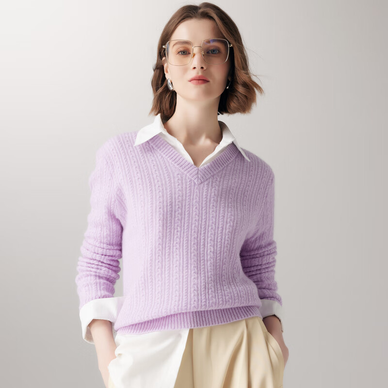 帕罗7针100%山羊绒25秋冬新款长袖V领宽松百搭针织减龄羊绒衫毛衣女