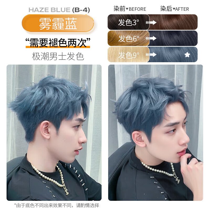 憶絲蕓染發(fā)膏植物純染發(fā)劑男士專用自己在家短發(fā)染發(fā)不沾蓋白頭染頭發(fā)水 霧霾藍