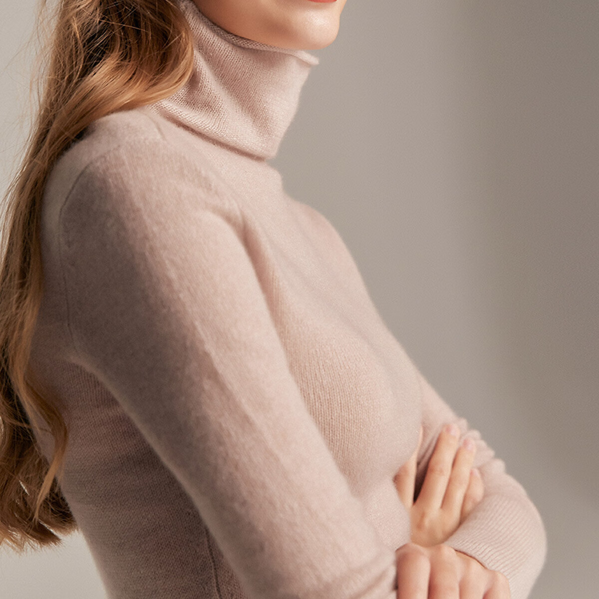 PALUOPO100%山羊绒衫女装套头纯色打底针织秋冬保暖针织衫毛衣ET20055R 驼灰 S 155/95