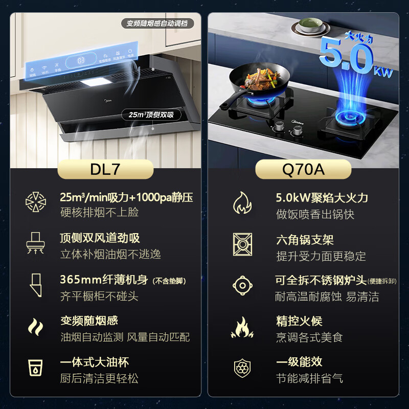 美的DL7+Q70A烟灶套装侧吸抽油烟机怎么样？评测：热门推荐，不容错过-图片5