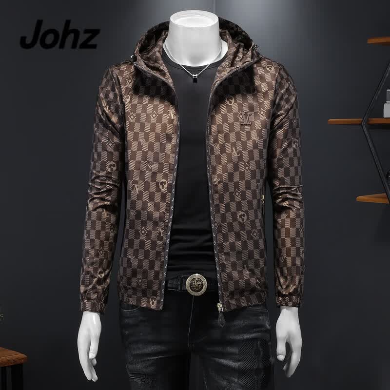johz欧洲站老佛爷上衣服夹克外套男冬季2024新款修身连帽易穿搭 咖色