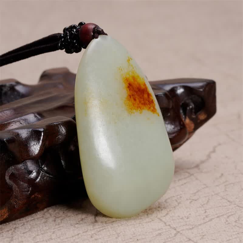 晶之雪和田玉料吊坠 原石无雕刻随型挂件 青白玉优化皮色玉挂件 吊坠