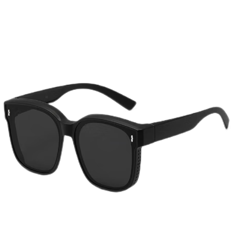 白小奢 近视可戴的太阳镜 眼镜开车墨镜防强光 偏光套镜亮黑款