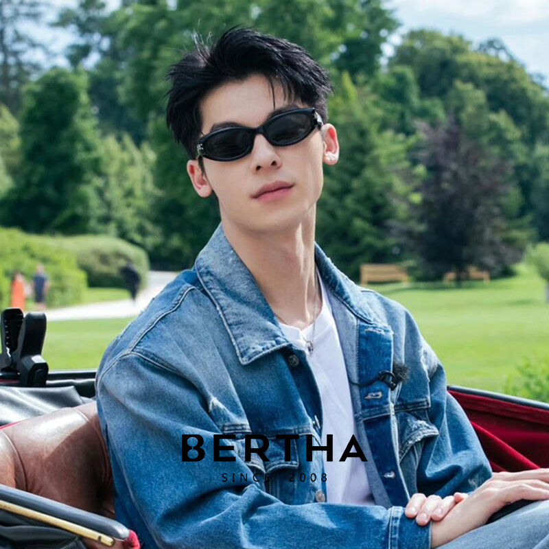 贝尔莎（bertha）猫眼墨镜男高级感近视镜太阳眼镜女防晒紫外线潮 MASS 01 曜石黑