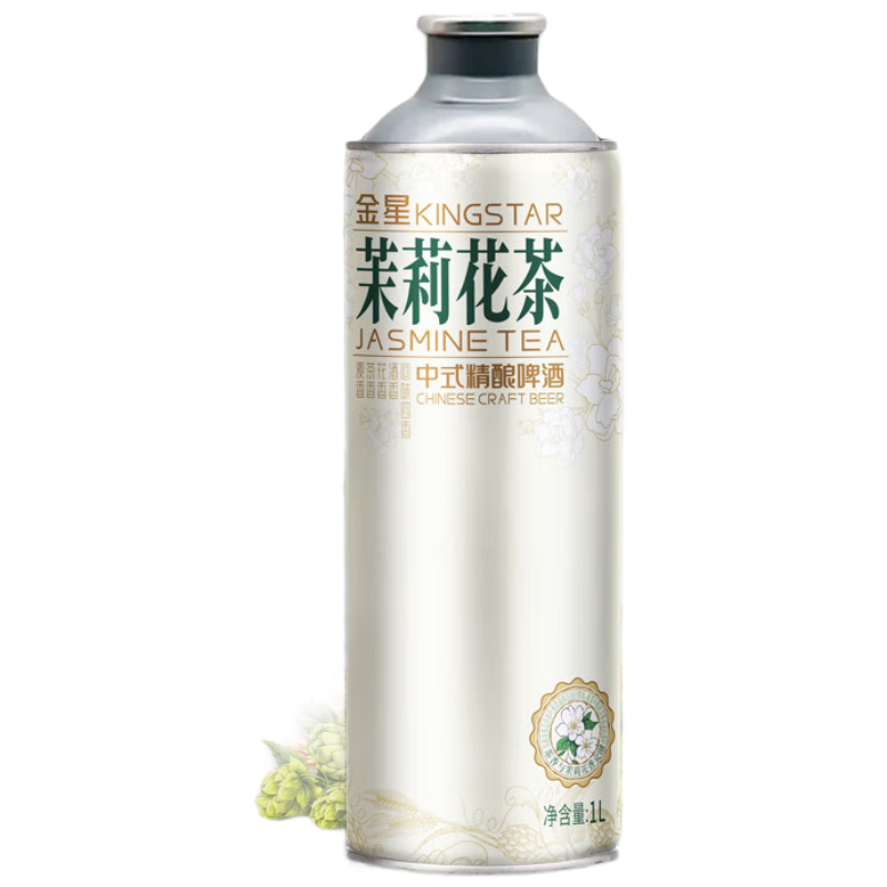 金星中式精酿啤酒金星毛尖1L+茉莉花茶1L+龙井绿茶1L组合装6罐