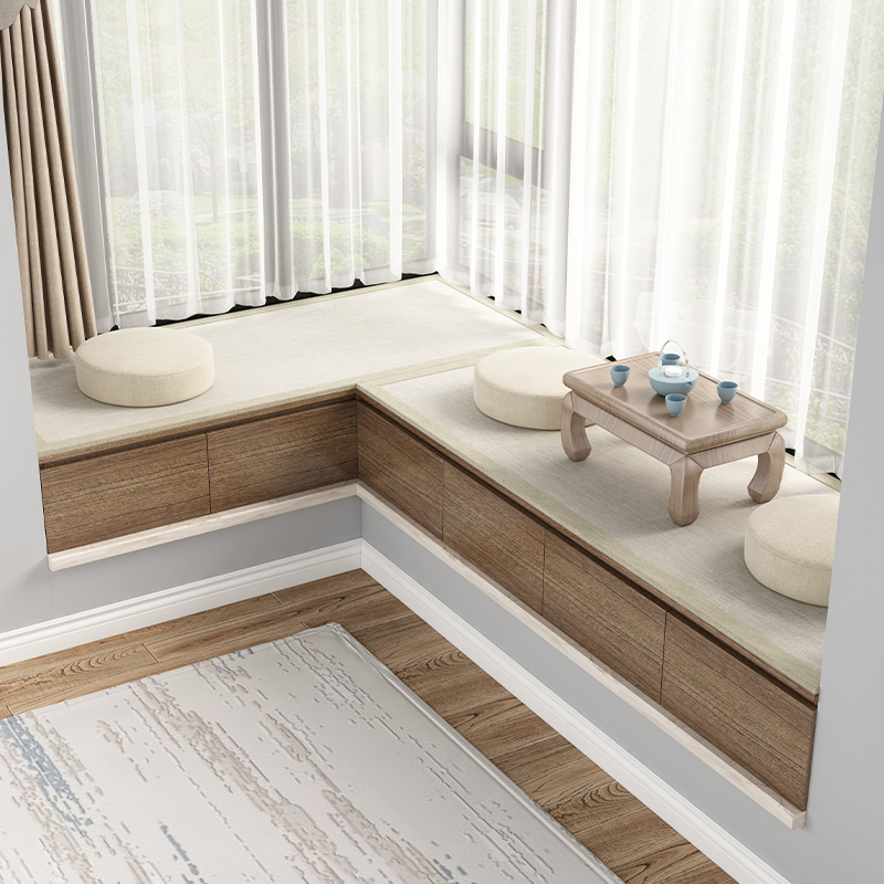 空雨飘窗柜 实木简约卧室飘窗柜子阳台窗台柜矮柜可坐地柜抽屉储物