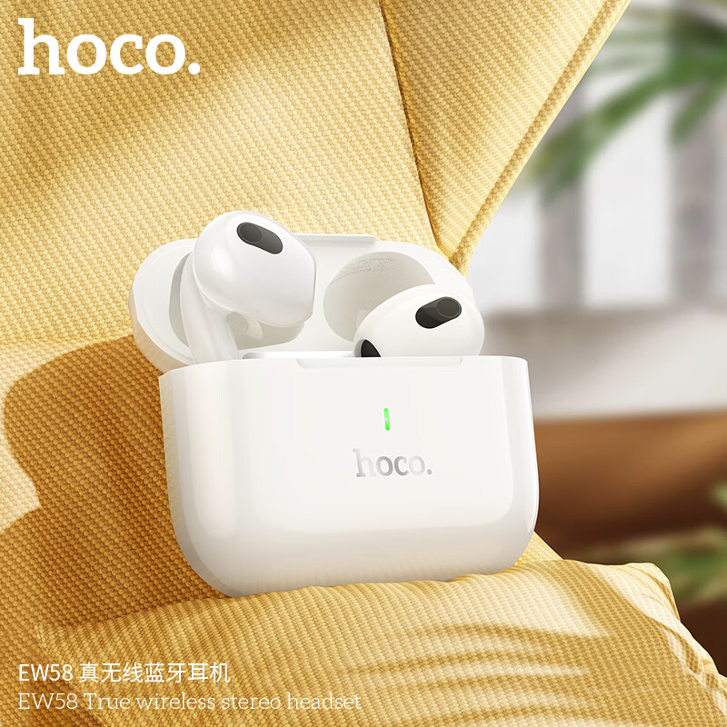 浩酷（HOCO.）蓝牙耳机 真无线耳机半入耳式运动跑步单双耳无线音乐耳机EW58适用于苹果华为安卓OPPO 【白色】EW58真无线 蓝牙耳机 V5.3