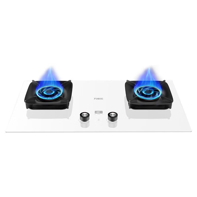 万家乐燃气灶【AC7X白色面板液化气灶】立体全进风灶具 5.0kw大火力台嵌两用煤气灶台 烟灶联动定时
