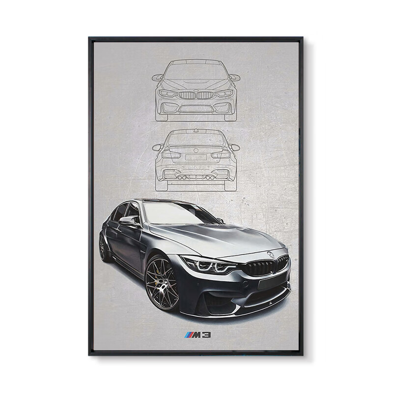 超跑911海报挂画汽车赛车gtr车房装饰bmw油画4s店酒店办公室壁画 k0