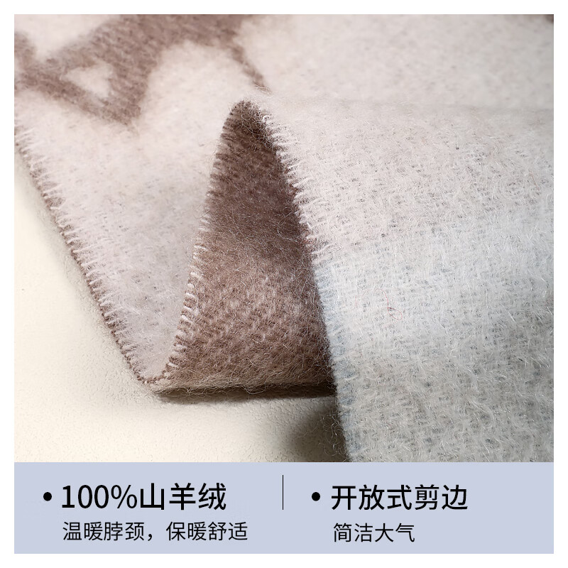 江南故事秋冬保暖100%羊绒围巾女爱在深秋时尚百搭加厚披肩送老婆女友礼物 蓝咖1F023