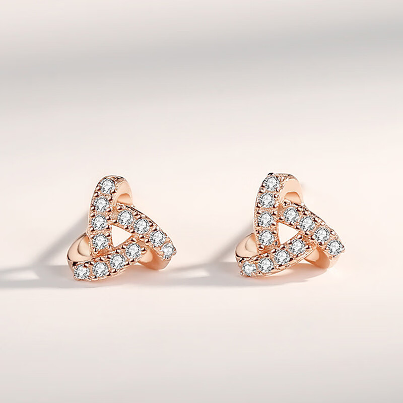 形几何镂空耳钉女小清新莫比乌斯环耳环时尚气质 三角形耳钉玫瑰金色