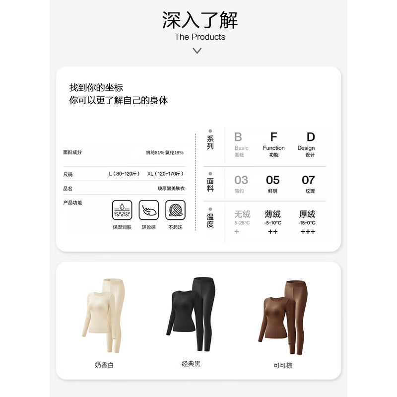 草本初色美肤衣保暖内衣套装超薄锁温美肤衣玻尿酸秋衣无痕高弹25年新款 经典黑 L 【建议80-120斤】