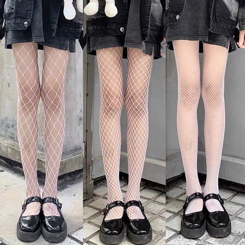 情趣大码镂空白色渔网袜开档网眼夏季性感镂空提花 白色小网【简装】