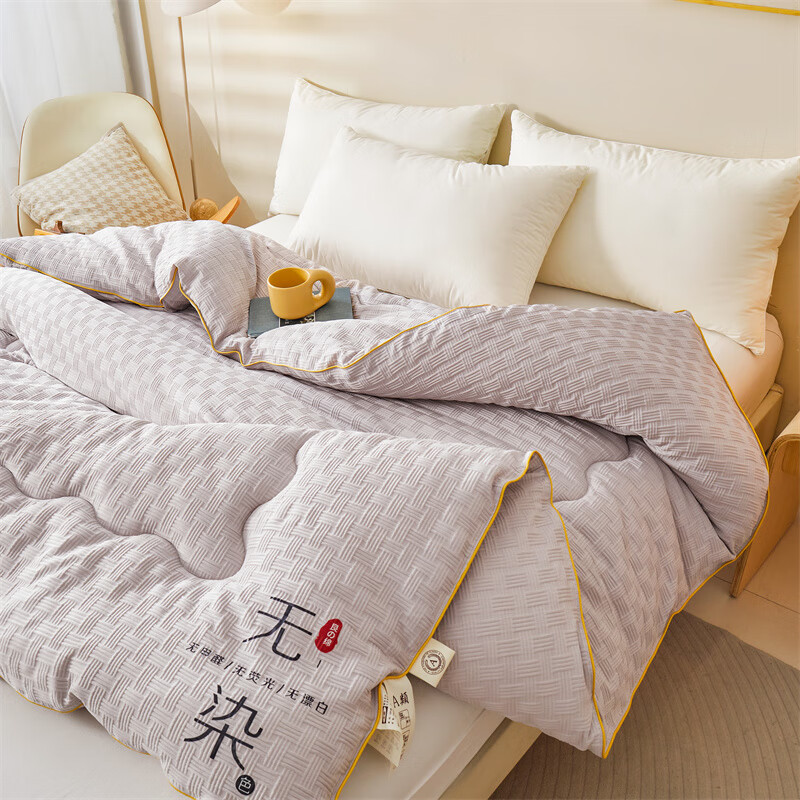 恒源祥蚕丝被100桑蚕丝加厚10斤冬被春秋被8斤棉被空调被二合一子母被芯 无染 月影灰 220x240cm 4+【8斤冬被】子母被