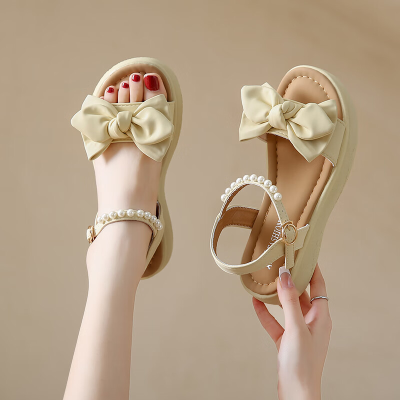 悦澈女大童凉鞋13-15岁大女童初中生宽脚胖2024夏季新款女孩小码33蝴