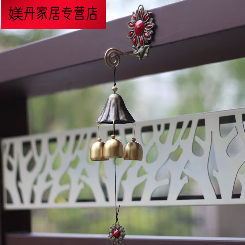 度佳行九叶铃莲九叶铃莲结印法印铜铃铜铃铛风铃挂件店铺提示铃 红色3