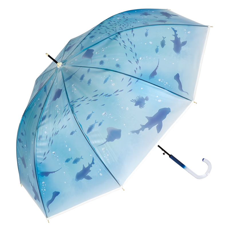 Wpc.長(zhǎng)柄雨傘新江之島水族館聯(lián)名日本高顏值透明可愛(ài)加固結(jié)實(shí)抗風(fēng)雨具