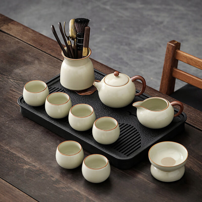 博为（BW）汝窑茶具套装开片陶瓷茶壶茶杯家用功夫茶具整套可养