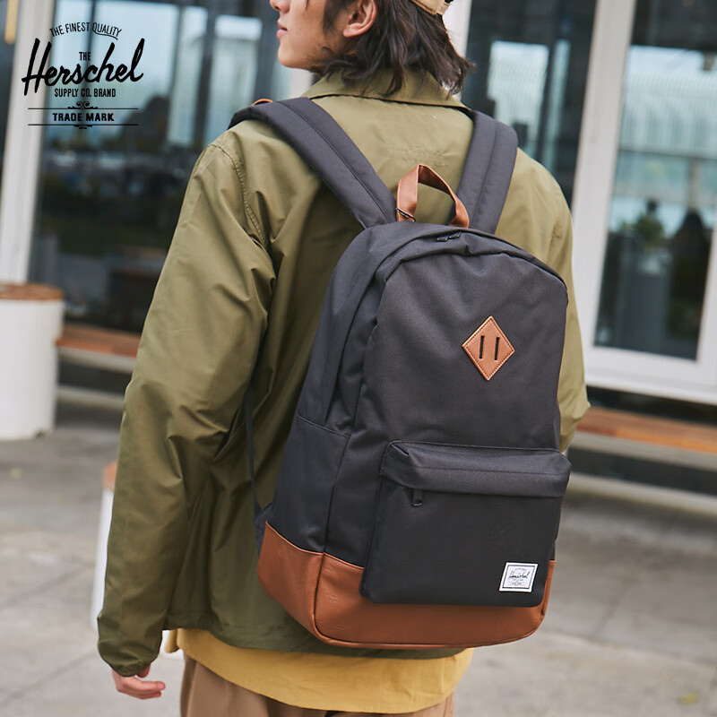 Herschel【向新出发】赫行Heritage男女双肩包大容量学生书包背包 石青色 21.5升