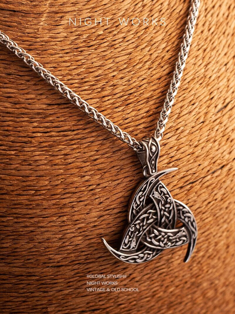 克苏鲁吊坠项链系列"奥丁的号角"北欧神话维京复古图腾钛钢三体 吊坠