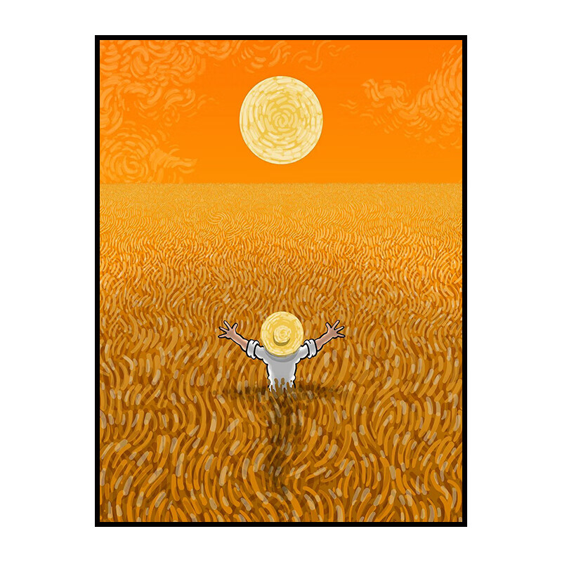 大仟印像恶搞世界名画大师人物墙壁画ins小众酒店民宿画梵高星夜星空