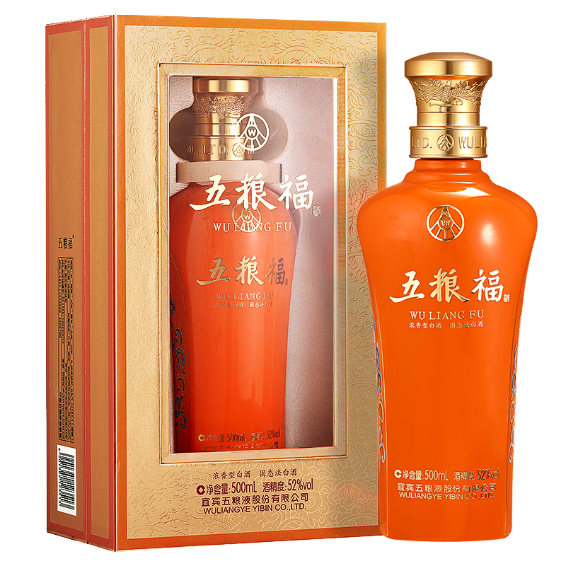 五粮液股份 五粮福 天系列 浓香型白酒 52度 500ml 单瓶装