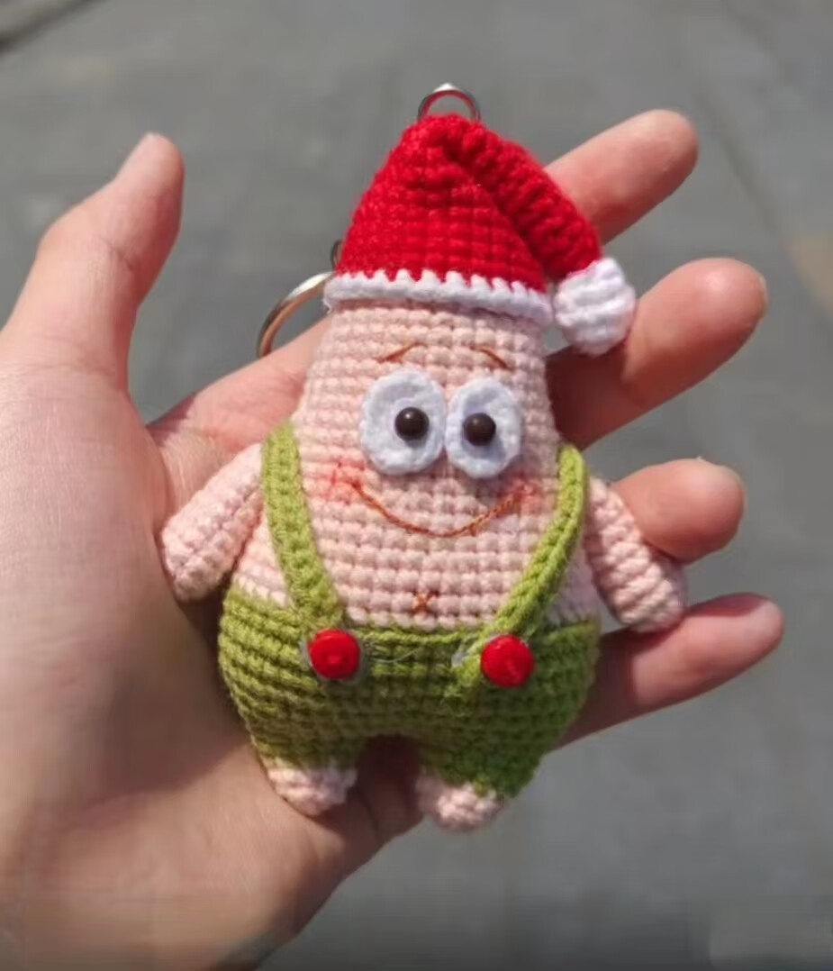 tvaj卡通款派大星亲手挂件手工diy材料包钩针毛线编织钥匙加礼物玩偶