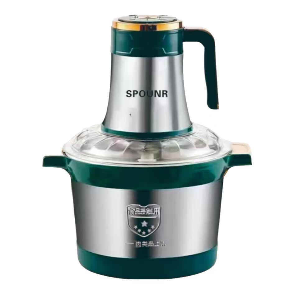 SPOUNR正品苏泊绞肉机家用料理机辅食机不锈钢绞馅机碎肉机3L5L大容量大功率搅拌机电动绞肉馅多功能和面 6L 五档【两套六叶钢刀】大容量