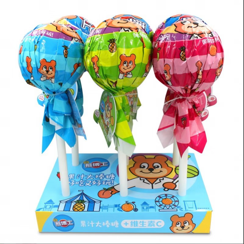 徐福記棒棒糖熊博士果汁大棒糖142g混合口味糖果休閑 綠色包裝1 支