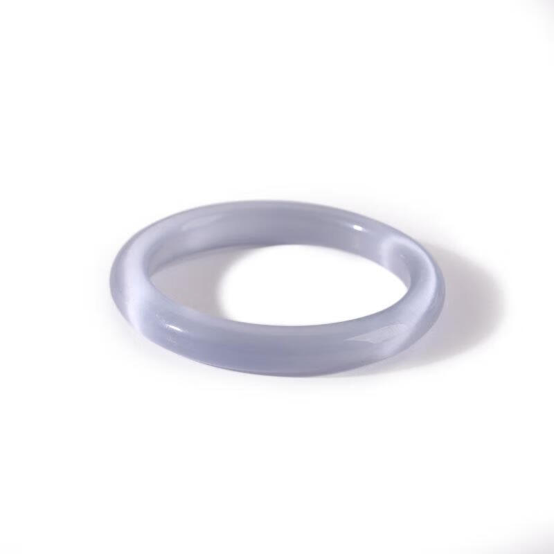 周大福钻石之心韩版细款灰猫眼石手镯时尚饰品女猫眼效应明显圈口 银灰色9MM宽圈口56mm