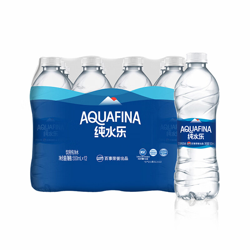 百事可乐纯水乐 AQUAFINA 饮用水 纯净水 550ml*12瓶 整箱装 百事出品