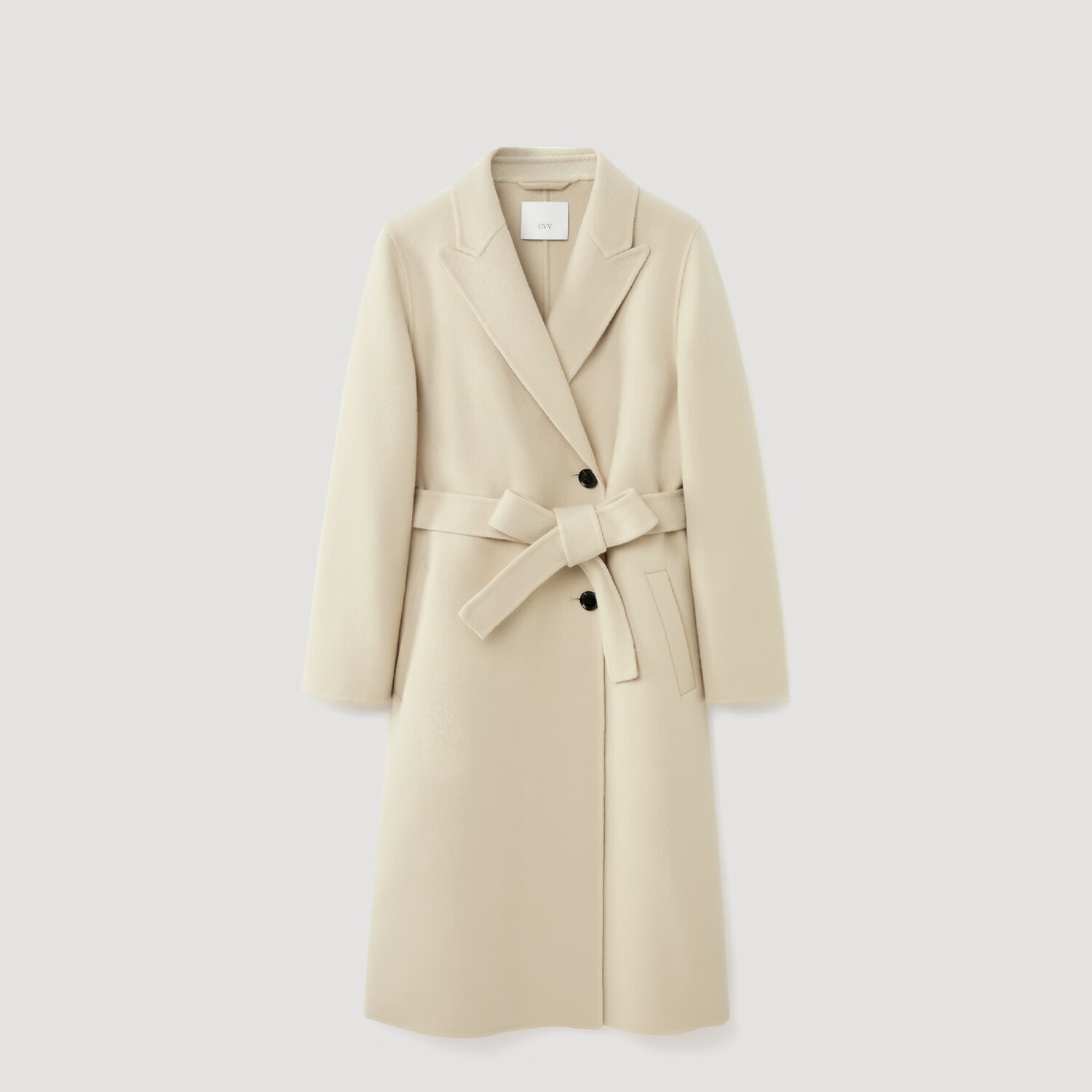 OVV秋冬热卖女装戗驳领休闲通勤保暖羊毛双面呢大衣 燕麦色 XS