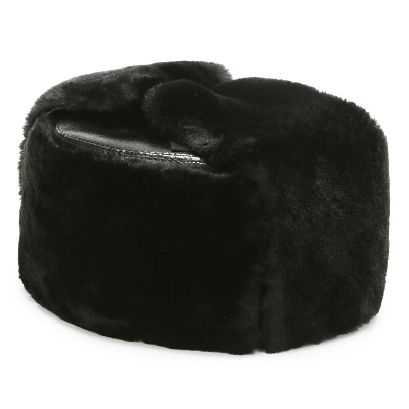 雷锋帽帽帽老人爷爷加绒护耳保暖棒 黑色经典款皮面护耳帽(5758cm)