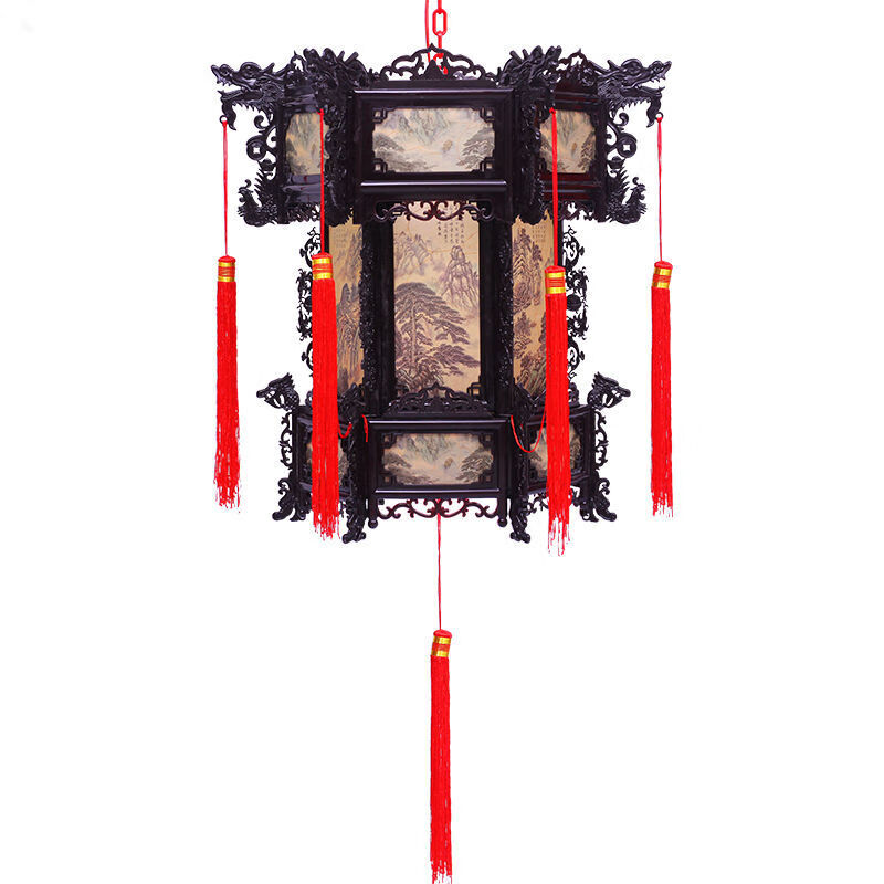 泽朗凡新款灯笼led旋转龙灯老式宫灯笼中式大六角灯笼婚庆庆典走马灯