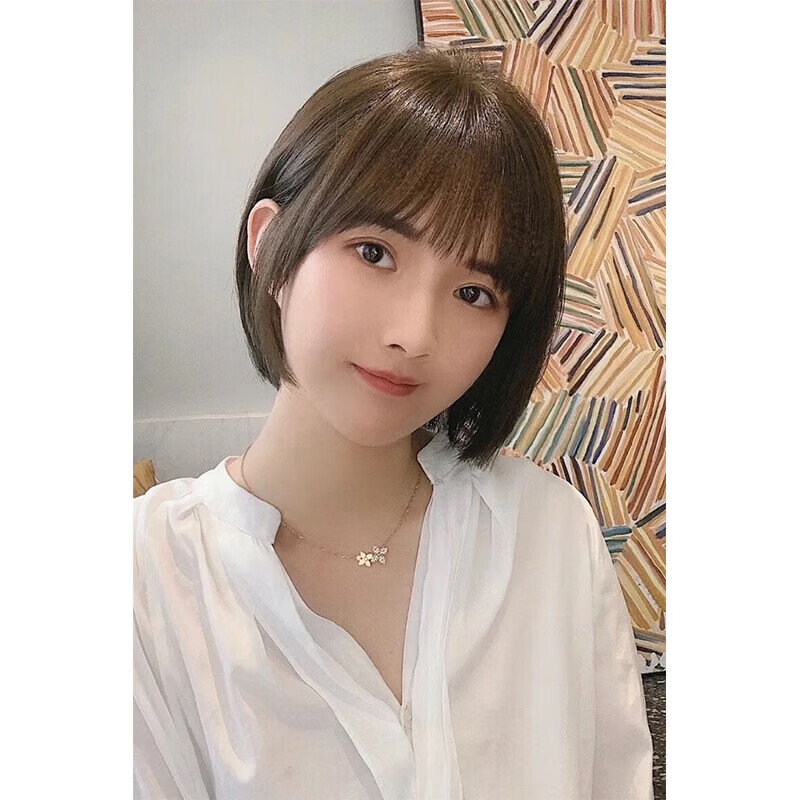 短发理发店发型造型装饰画图片 白色 2bobo头 30*40 x 背面带胶(无