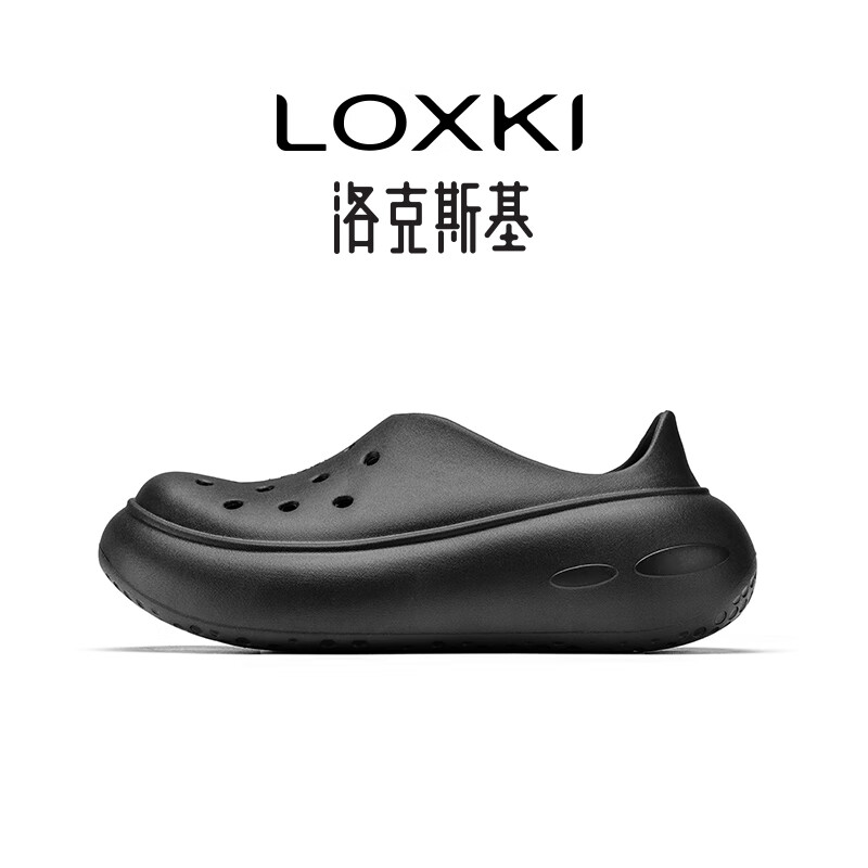 LOXKI洛克斯基【明星同款】洞洞鞋男夏季户外透气一脚蹬懒人沙滩凉拖鞋 黑色女 38 女