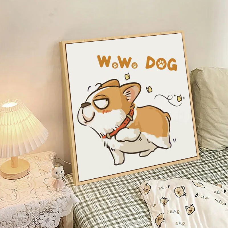 可爱小柯基数字油画diy填充色手工绘卡通狗狗丙 qx6858 20*20c