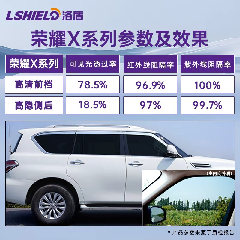 洛盾鴻運紫車膜汽車貼膜全車膜車窗玻璃防曬隔熱膜防窺隱私太陽膜榮耀X系列車玻璃防爆膜全國免費施工 X系列【高清前擋+高隱側(cè)后】