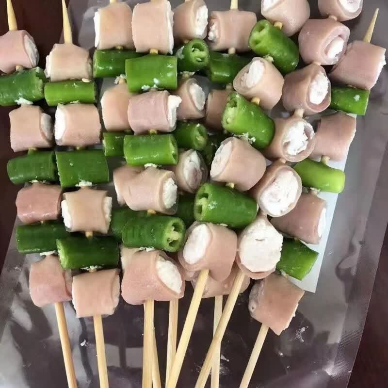 串肥肠串20串新鲜冷冻香辣猪小肠猪内脏烧烤铁板食材批发 青椒小肠串1